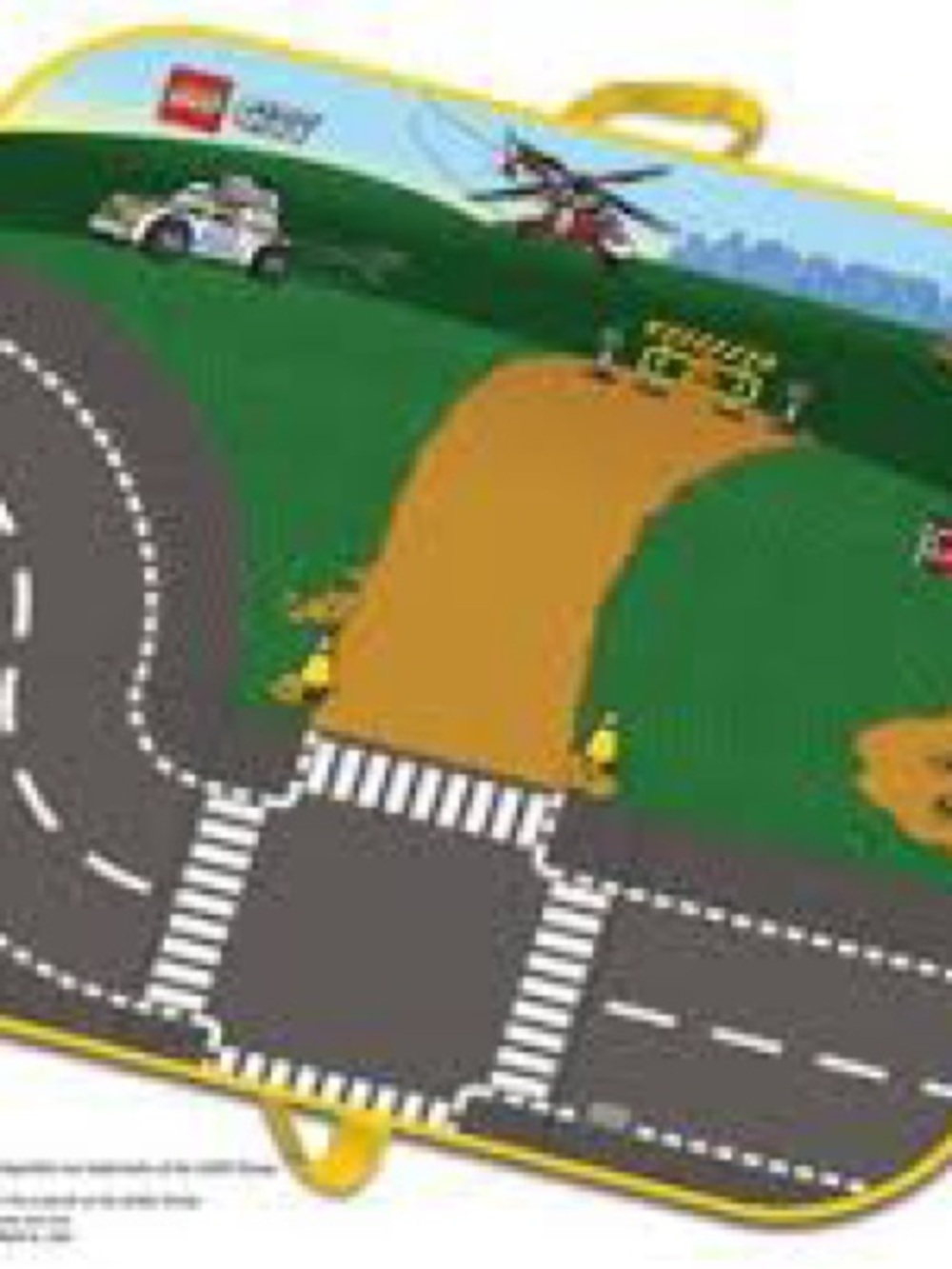 Lego City Play Mat with Green, Brown, Black, Blue, Yellow Accents
